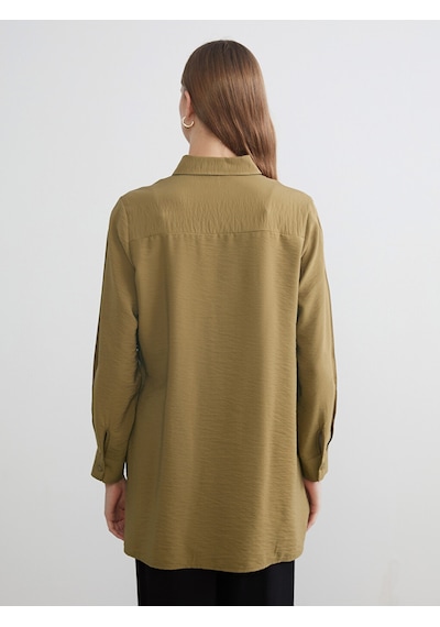 Lcwaıkıkı Classic Yeşil Beli Bağlamalı Kadın Gömlek Tunik