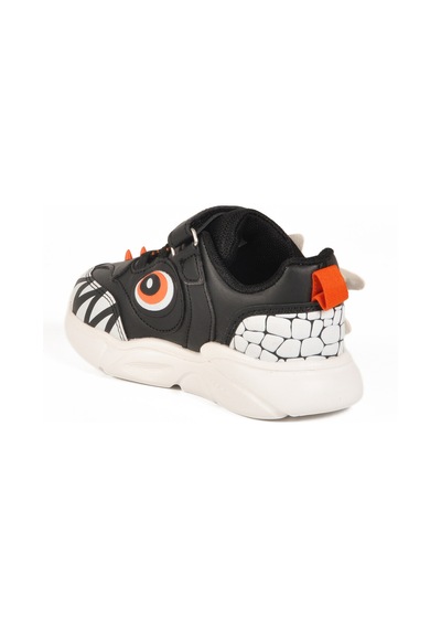 Siyah Cırtlı Işıklı Unisex Çocuk Spor Ayakkabı Stego P Siyah