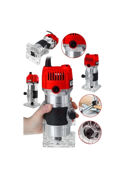 Steiner 3000 Watt 6 Kademe Devir Ayarlı Formika Traşlama Freze Makinesi 6 MM Pens Kırmızı