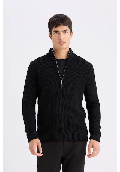 DeFacto Standart Fit Normal Kesim Yarım Balıkçı Yaka Fermuarlı Waffle Hırka R1195AZNSBK27