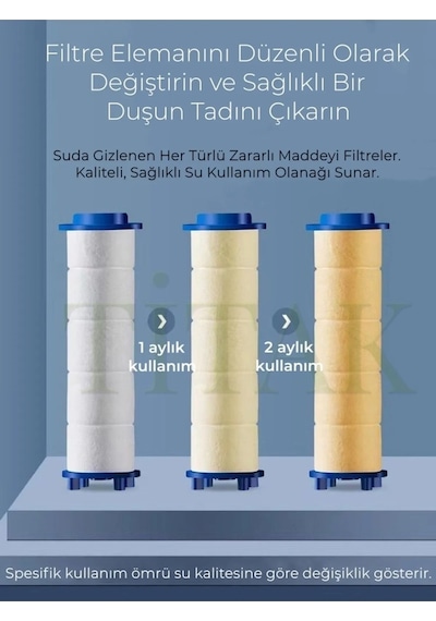 Duş Başlığı Filtresi Kireç Pas Tortu Önleyici Cildinizi Ve Saçınızı Koruyun 3adet Beyaz
