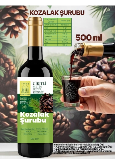 Giritli Metin Efendi Kozak Bergama Kozalak Şurubu 500 Ml
