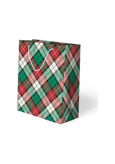 25 X 30 X 9 Cm Hediyelik Çanta Ekose Desenli Model 5 Dekoratif Karton Çanta Diğer