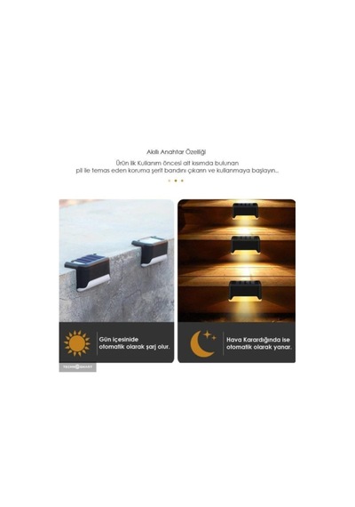 4'lü Waterproof Solar Merdiven Lambası Güneş Enerjili Su Geçirmez Basamak Ve Tırabzan Aydınlatma 1 Adet