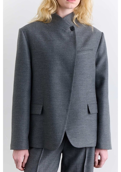 Manuka Yüksek Yaka Blazer Ceket Gri Aw25ckt00028-25 Gri
