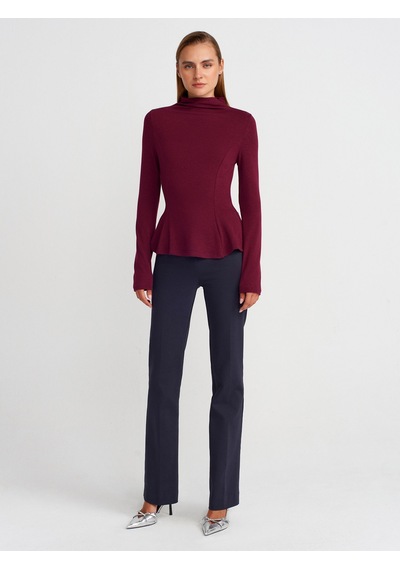 Dilvin 32038 Uzun Kollu Peplum Top-bordo Bordo Dilvin 32038 Uzun Kollu Peplum Top-bordo Bordo