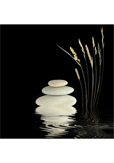 Spa Taşları Papatya Ve Orkide Doğal Taş Bardak Altlığı 4'lü Set - Natural Stone Coasters - Taş Çok Renkli