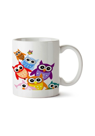 Owls Descending By İki Tarafı Baskılı Kupa Bardak Çok Renkli