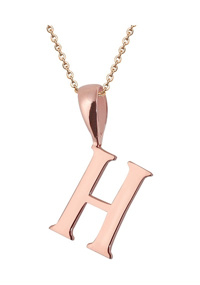 Kuyumcudukkani Zincirli Rose Altın Renk "h" Harfli Kolye Rose Gold