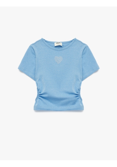 Koton Bisiklet Yaka Slim Fit Kalpli Taşlı Büzgü Detaylı Pamuklu Kısa Kollu Crop Bluz Mavi 6skg60007ak Mavi Koton Bisiklet Yaka Slim Fit Kalpli Taşlı Büzgü Detaylı Pamuklu Kısa Kollu Crop Bluz Mavi 6skg60007ak Mavi