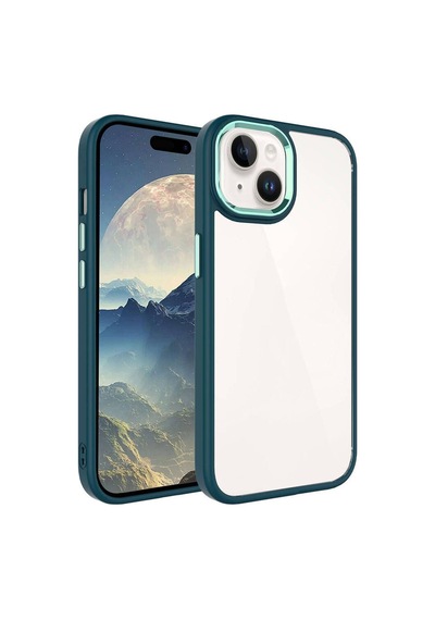 Apple Uyumlu iPhone 15 Plus - Zemuraks Krom Kapak-koyu Yeşil