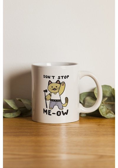 Ikra Medya - Don't Stop Me-ow Kedi Tasarımlı Kupa Bardak Makinede Yıkanabilir Beyaz