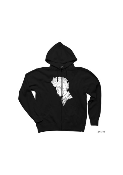 Ekko Siyah Fermuarlı Kapşonlu Sweatshirt