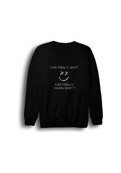 Louis Tomlinson Baskılı Bisiklet Yaka Sweatshirt Siyah