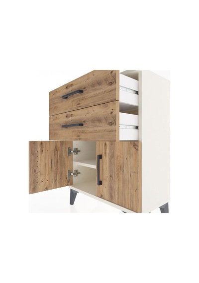 Arges Komodin Tek Raflı 2 Çekmeceli 2 Kapaklı 60x30x80 Aytaşı-çam Aytası
