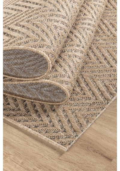 Sisaluna 4441 Bej Jüt Tabanlı Modern Dokuma Kilim Sisal Hasır Halı Bej