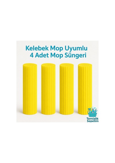 Kelebek Mop Uyumlu Yedek Sünger Başlık 28 Cm 4 Adet