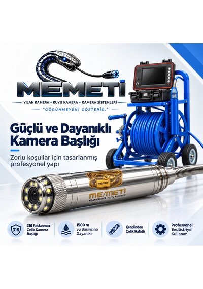 300m Derin Kuyu Görüntüleme Kamerası 316 Paslanmaz Çelik Başlık, 9'' Ekran Ve Kayıt Sistemi