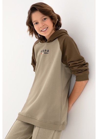 U.S. Polo Assn.  Erkek Çocuk Açık Haki Kapüşonlu Sweatshirt 50293495-VR183