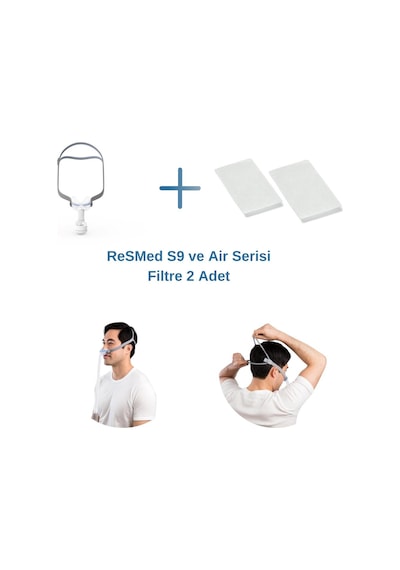 ResMed AirFit N30 Minimum Yüz Temaslı M Boy Burun Maskesi+ResMed S9 ve Air Serisi Filtre 2’li Paket