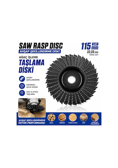 Senbang 115 Mm Ahşap Şekillendirme Diski Ahşap Oyma Taşlama Diski 22.23 Mm Spiral Taşlama Makinesi Uyumlu Saw Rasp Disc
