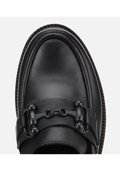 Hotiç Kadın Deri Siyah Kalın Tabanlı Klasik Loafer