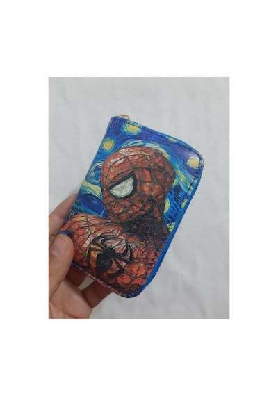 Owlbag Company Owl Bag Spider Art Desenli Tasarım Suni Deri Cüzdan Çok Renkli