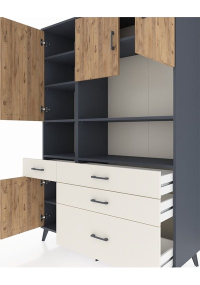 Hyperion Dolap 9 Raflı 4 Çekmeceli 4 Kapaklı 132x44x195 Antrasit-çam/aytaşı Atlas Çam/aytası - Antrasıt Hyperion Dolap 9 Raflı 4 Çekmeceli 4 Kapaklı 132x44x195 Antrasit-çam/aytaşı Atlas Çam/aytası - Antrasıt