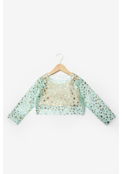Le Mabelle Mint Uzun Kollu Yıldızlı Kız Çocuk Tül Crop Mint