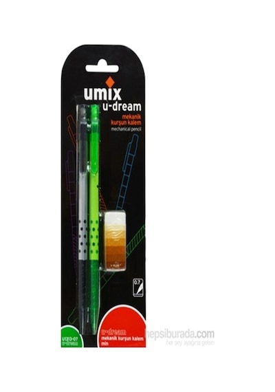 U-dream 0,7 Mm 2'li Versatil Uçlu Kalem + Silgi Çok Renkli