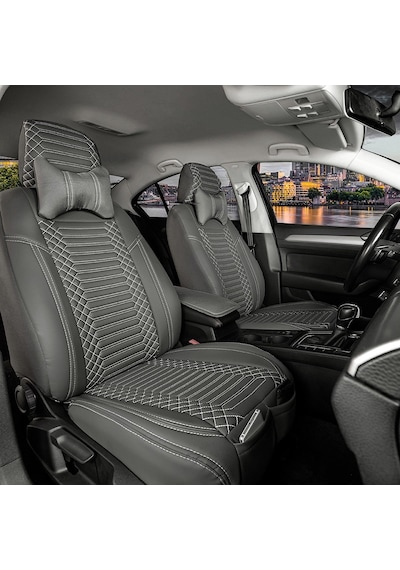 Skoda Rapid Uyumlu Lüks Deri Oto Koltuk Kılıfı Ön Arka Takım Füme Giydirme Tip Exc