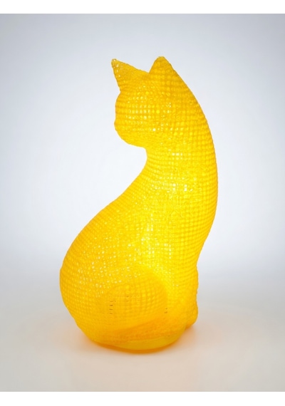 Dekoratif Kedi Figürlü Gece Lambası 3d Yazıcı Baskı Hediyelik Masa Lambası Aydınlatma 23cm Sarı