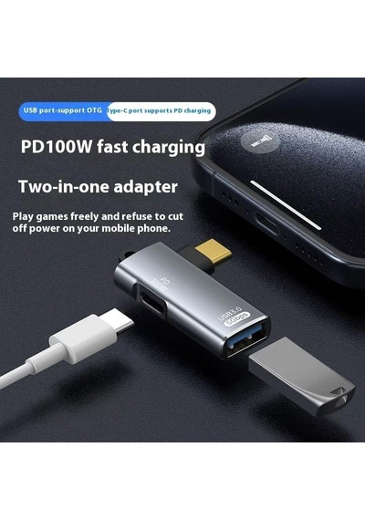 Ga29 Type-c Metal Adaptör Usb 3.0 5gbps Veri Aktarımı 100w Pd Şarj İ-phone Android Uyumlu Gümüş