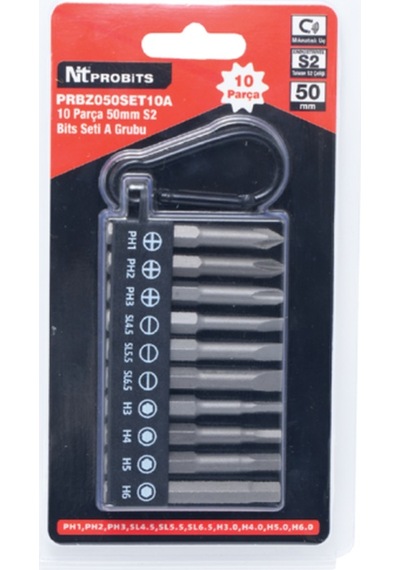10 Parça 50mm S2 Manyetik Bits Seti - A Grubu