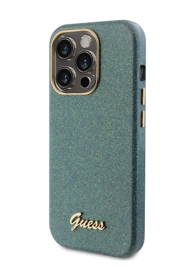 Apple Uyumlu iPhone 15 Pro Max Kılıf Guess Lisanslı Yazı Logolu Glitter Glossy Script Kapak Lila