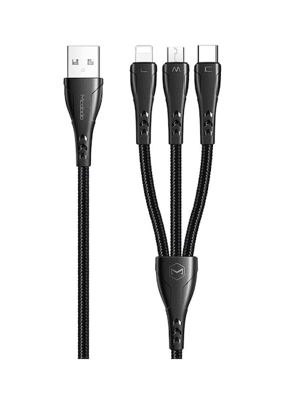 Mcdodo Ca-6960 3in1 Lightning-micro-type-c Şarj Kablosu 3a 1.2m - Siyah