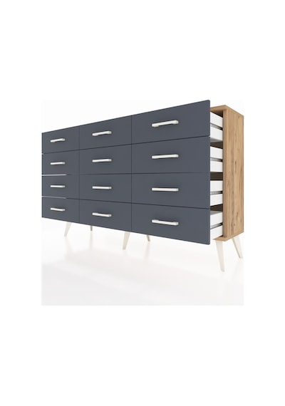 Arges Konsol 12 Çekmeceli 132x30x83 Çam-çam/antrasit Çam/antrasit Arges Konsol 12 Çekmeceli 132x30x83 Çam-çam/antrasit Çam/antrasit