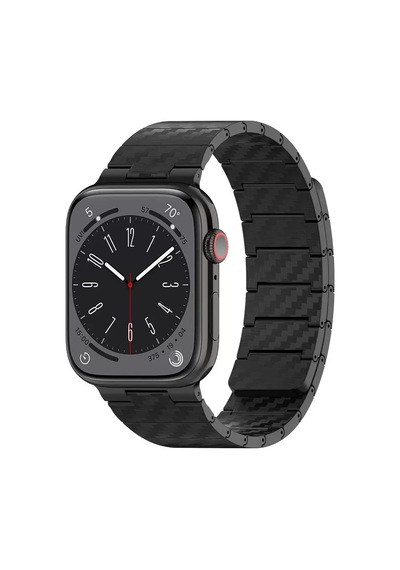 Movenchy Apple Watch 45mm Carbon Steel Kordon - Siyah