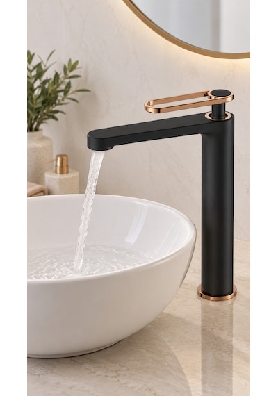 Newarc Zeta Çanak Tipi Lavabo Bataryası - Siyah