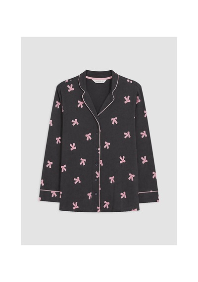 Lcw Dream Gri Gömlek Yaka Desenli Hamile Pijama Takımı