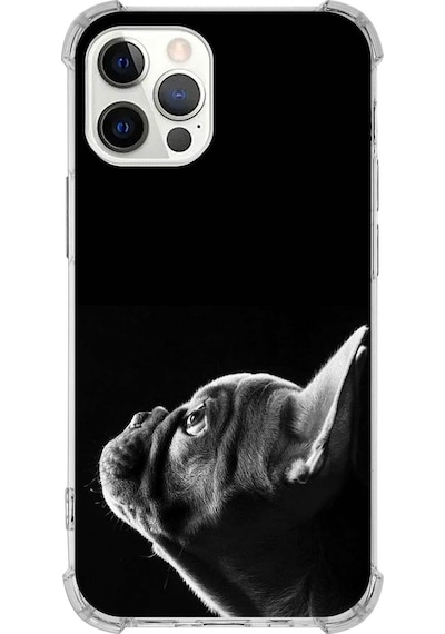 Apple Uyumlu iPhone 12 Pro Köpek 1 Baskılı Şeffaf Köşe Korumalı Antişok Kılıf