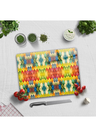 Cam Kesme Tahtası -cam Kesme Tablası Renk Cümbüşü 30cm X 40cm