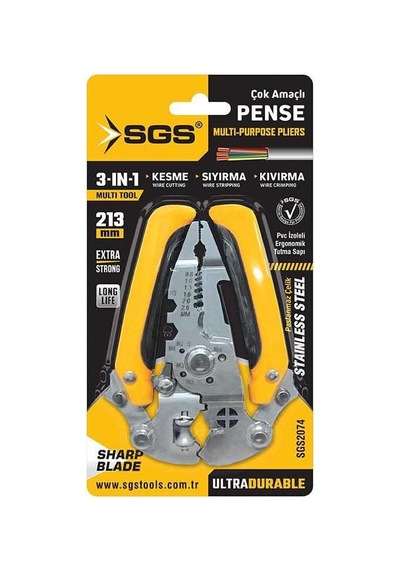 Çok Amaçlı Elektrikçi Pense 3 İn 1 Sgs2074