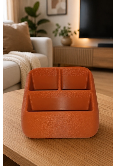 Masa Üstü Kumandalık Organizer Çok Bölmeli Tv Klima Kumanda Standı Düzenleyici 16x13x9.6 Cm Kahverengi