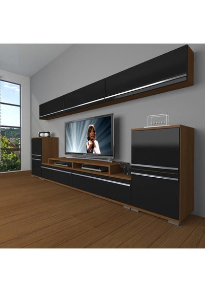 Decoraktiv Ekoflex 9 Mdf Tv Ünitesi Tv Sehpası Ceviz - Siyah