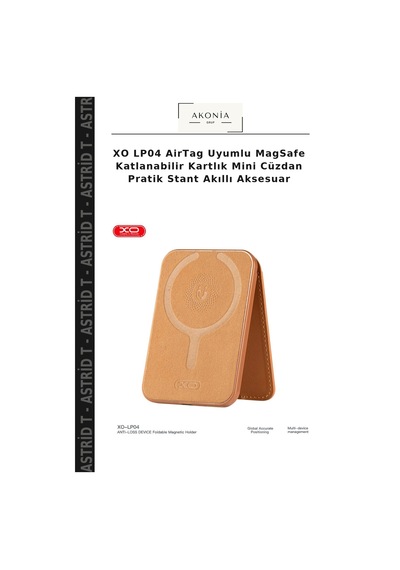 Xo Lp04 Airtag Uyumlu Magsafe Katlanabilir Kartlık Mini Cüzdan Pratik Stant Akıllı Aksesuar