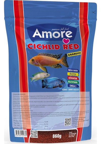 Cichlid Red Granules 860 g Malawi Ciklet YüksekProtein Balık Yemi