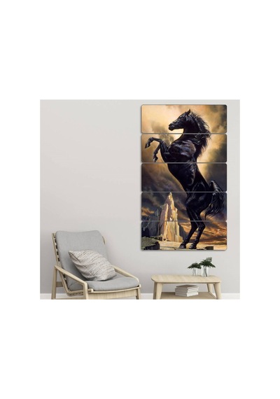 Şaha Kalkmış At - 5 Parçalı Tablo Görsel - 702503974 Görsel