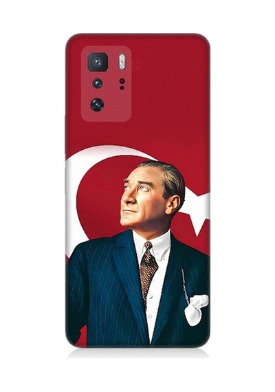 Xiaomi Poco X3 Gt Uyumlu Mustafa Kemal Atatürk Ve Bayrak Desenli Silikon Kılıf