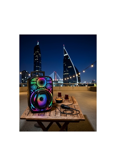 Taşınabilir Bluetooth Hoparlör Rgb Işıklı Karaoke Sistemi 8 Inç